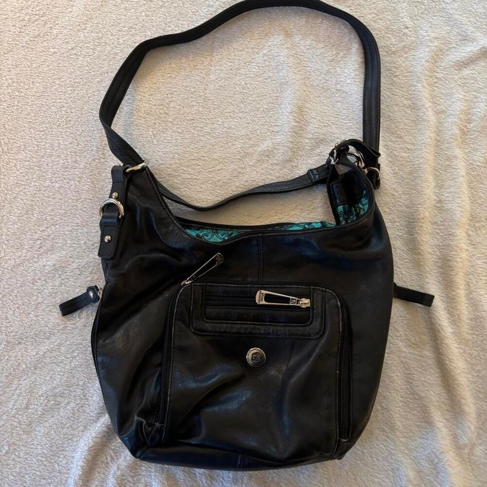 Women's Y2K Black Hobo Bag W/ Blue Interior Design Goth Grunge Punk